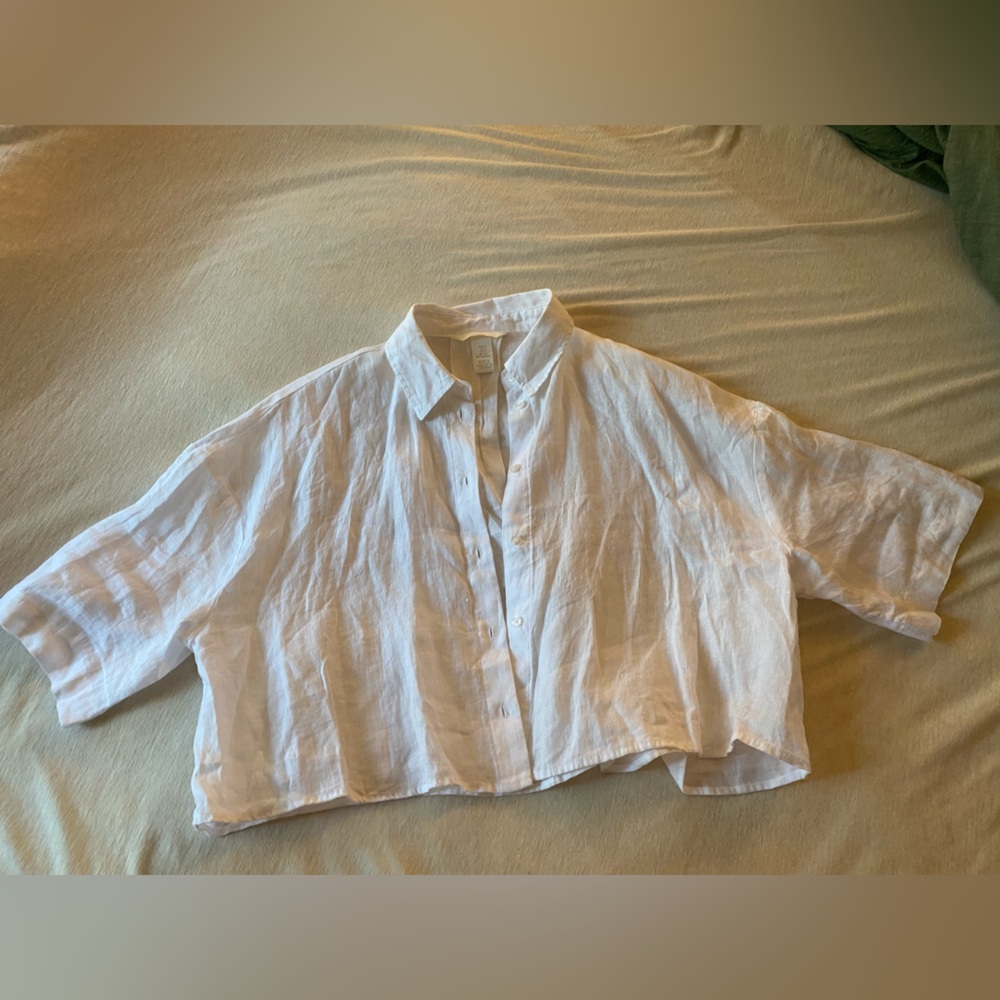 White linen crop top H&M